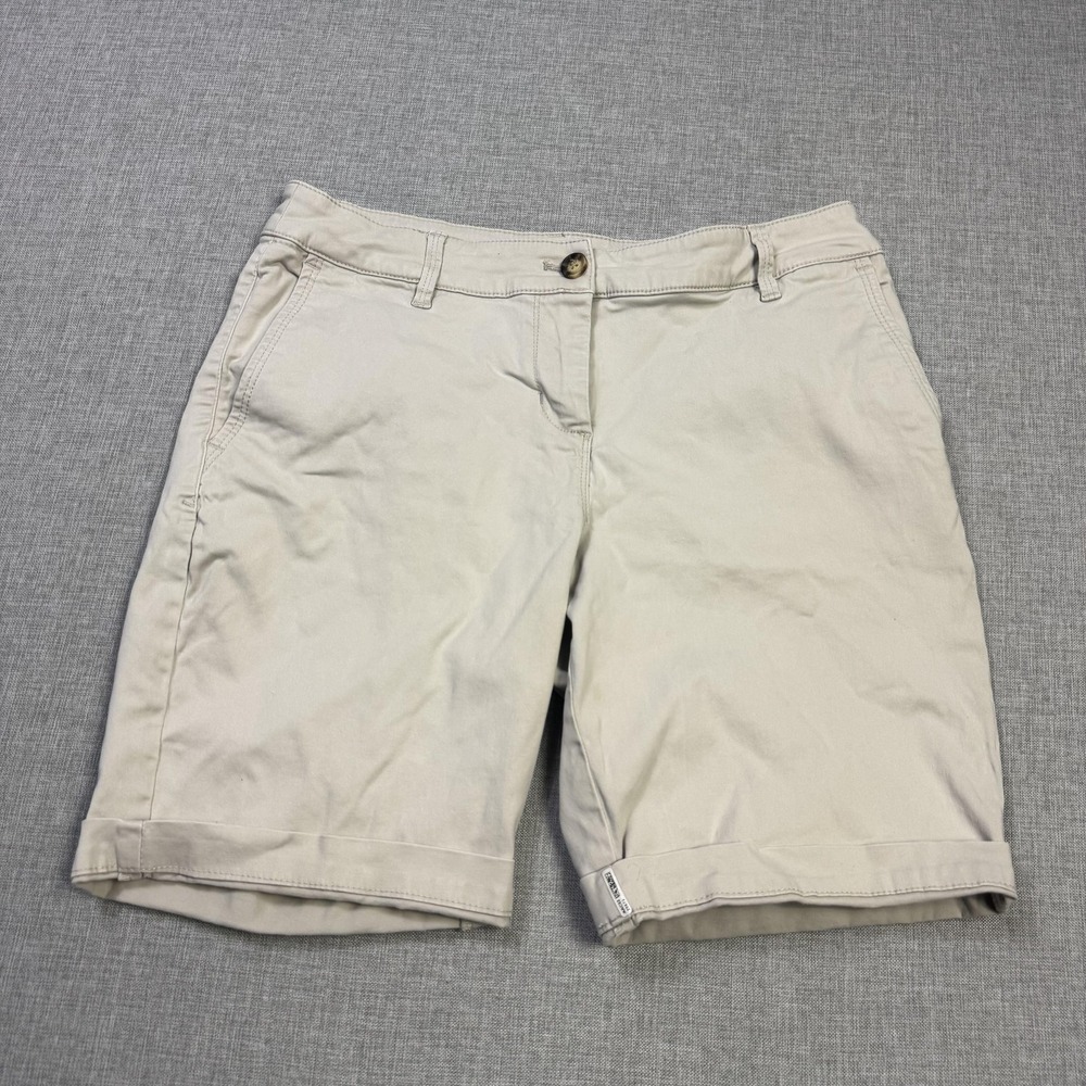 Tommy Bahama Bermuda Shorts Womens 8 Beige Twill Flat Front Pockets 9in